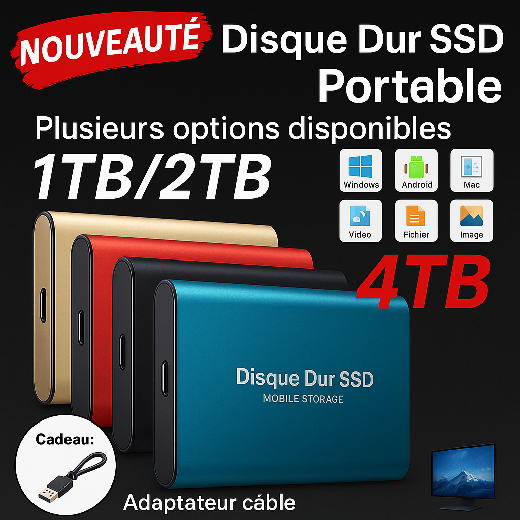 Disque Dur Externe USB 3.1 Étanche – Haute Vitesse, Résistant à l’Eau et à la Poussière